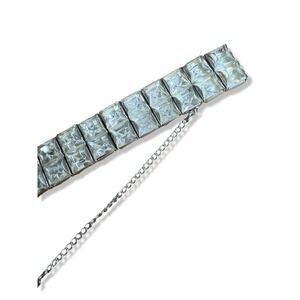 Vintage Clear Rhinestone Bracelet Silver